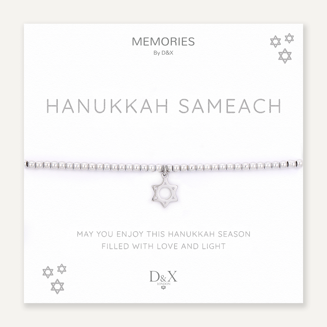 Memories: "HANUKKAH SAMEACH" | Hanukkah Bracelet | White Gold-Plated