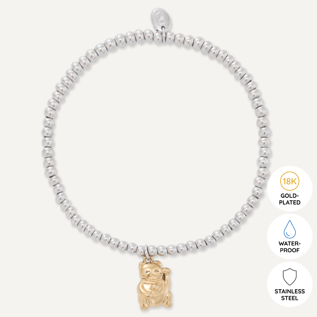 Memories: "GONG XI FA CAI" | Chinese New Year Bracelet | White Gold & 18K Gold-Plated