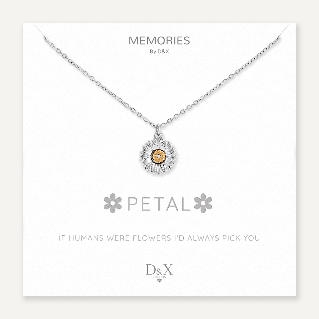 Memories: "PETAL" | Flower Necklace | White Gold-Plated | Multi-Colour