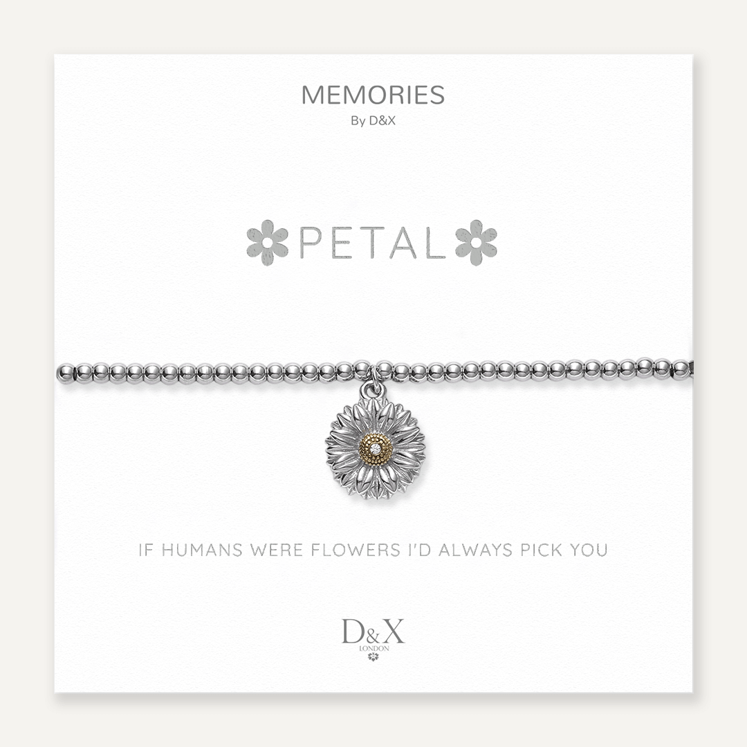 Memories: "PETAL" | Flower Bracelet | White Gold-Plated | Multi-Colour