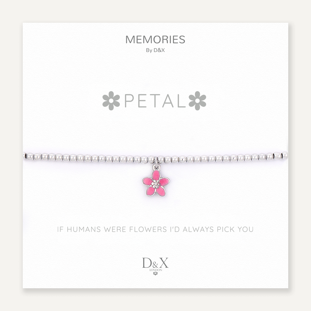 Memories: "PETAL" | Flower Bracelet | White Gold-Plated | Multi-Colour