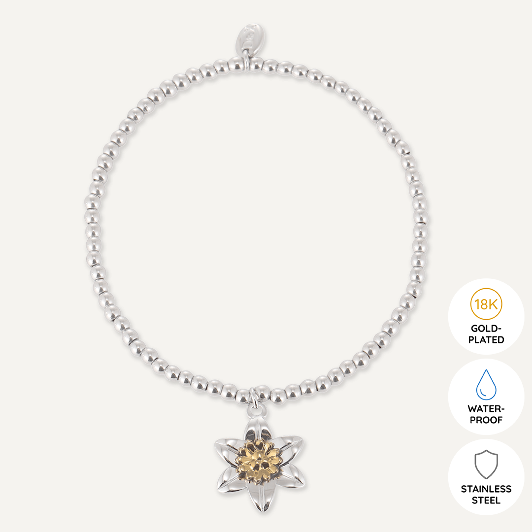Memories: "CENHINEN PEDR" | Daffodils Bracelet | White Gold & 18K Gold-Plated