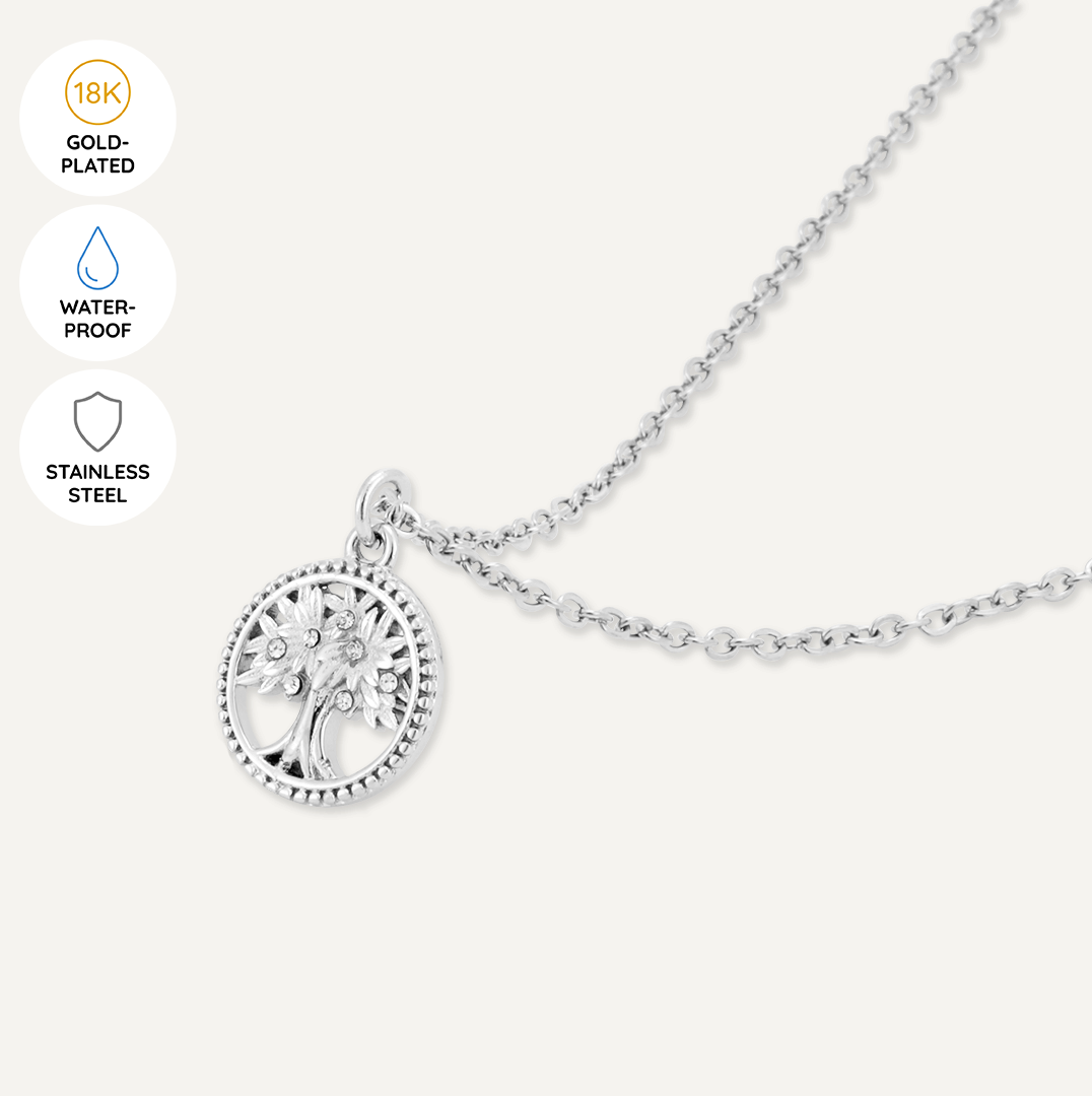 Memories: "CELTIC TREE OF LIFE" | Tree Necklace | White Gold-Plated