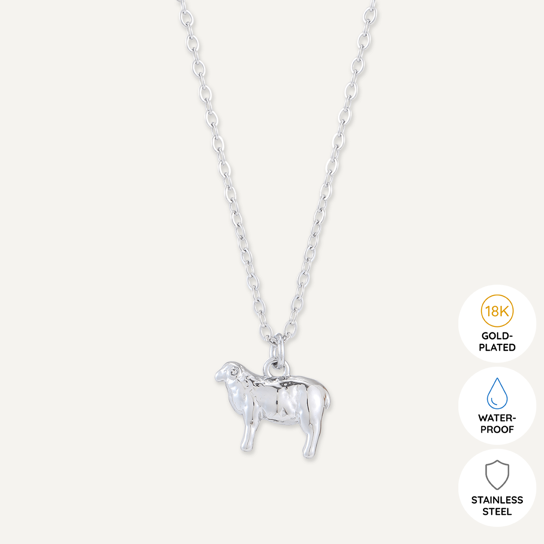 Memories: "I LOVE EWE" | Sheep Necklace | White Gold-Plated