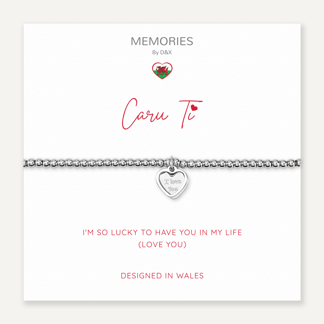 Memories: "CARU TI" | Heart Bracelet | White Gold-Plated
