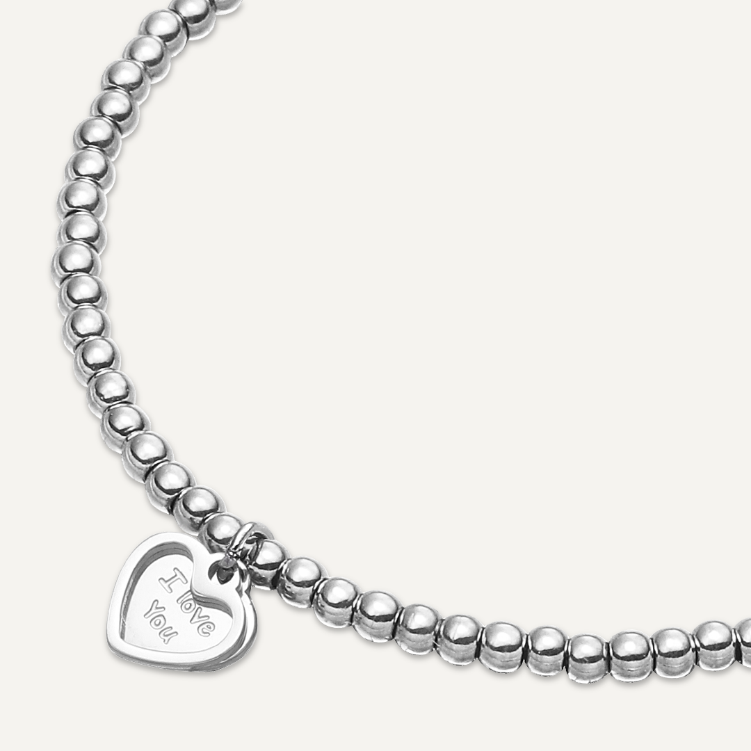 Memories: "CARU TI" | Heart Bracelet | White Gold-Plated