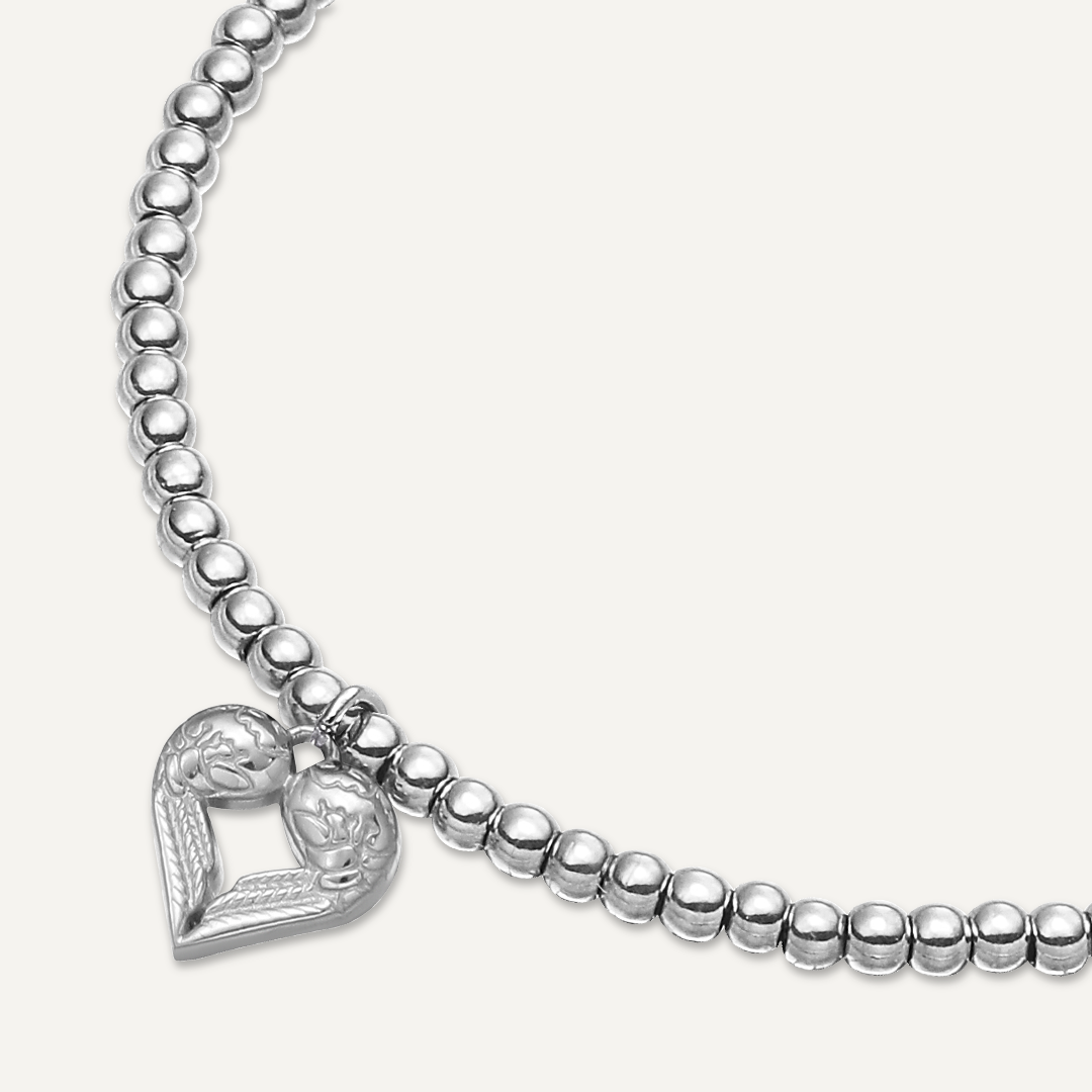 Memories: "NAIN HYFRYD" | Heart Bracelet | White Gold-Plated