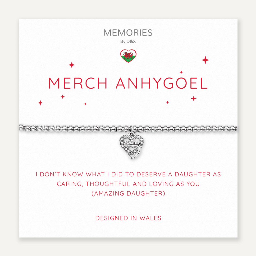 Memories: "MERCH ANHYGOEL" | Heart Bracelet | White Gold-Plated