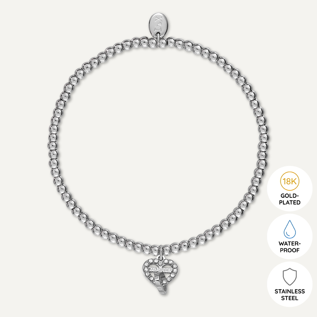Memories: "MERCH ANHYGOEL" | Heart Bracelet | White Gold-Plated