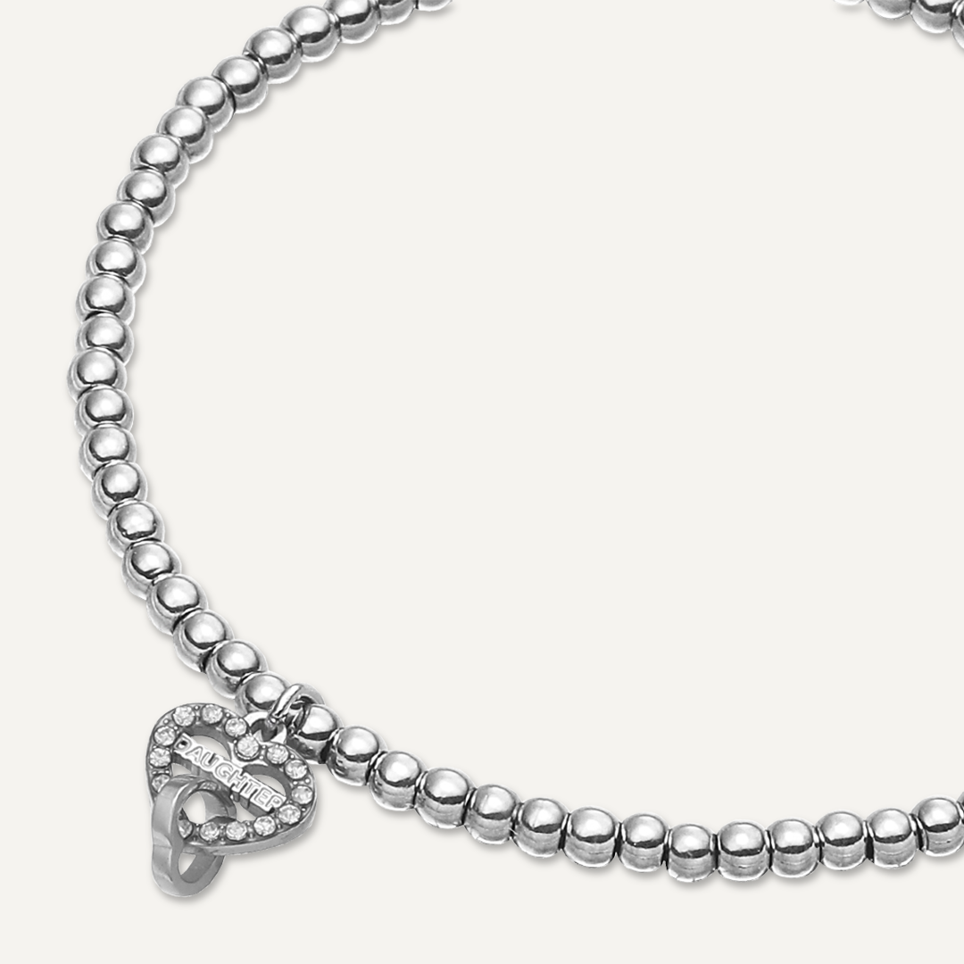 Memories: "MERCH ANHYGOEL" | Heart Bracelet | White Gold-Plated