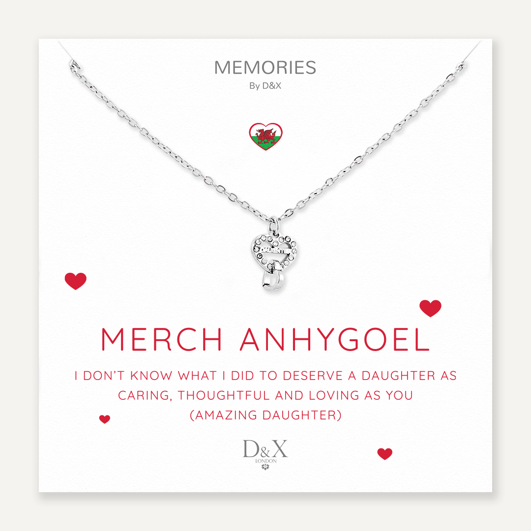 Memories: "MERCH ANHYGOEL" | Heart Necklace | White Gold-Plated