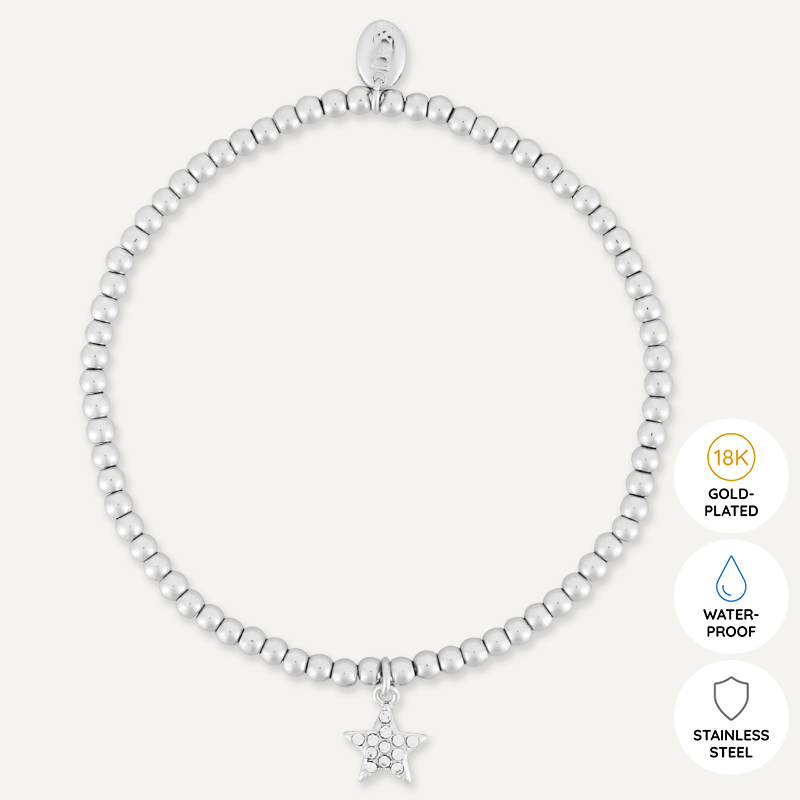 Memories: "FFRINDIAU AM BYTH" | Star Bracelet | White Gold-Plated