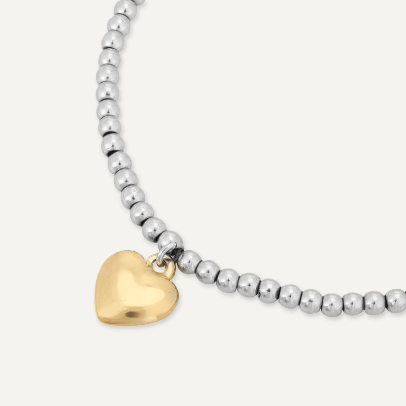 Memories: "BREITHLÁ SONA DUIT" | Heart Bracelet | White Gold & 18K Gold-Plated