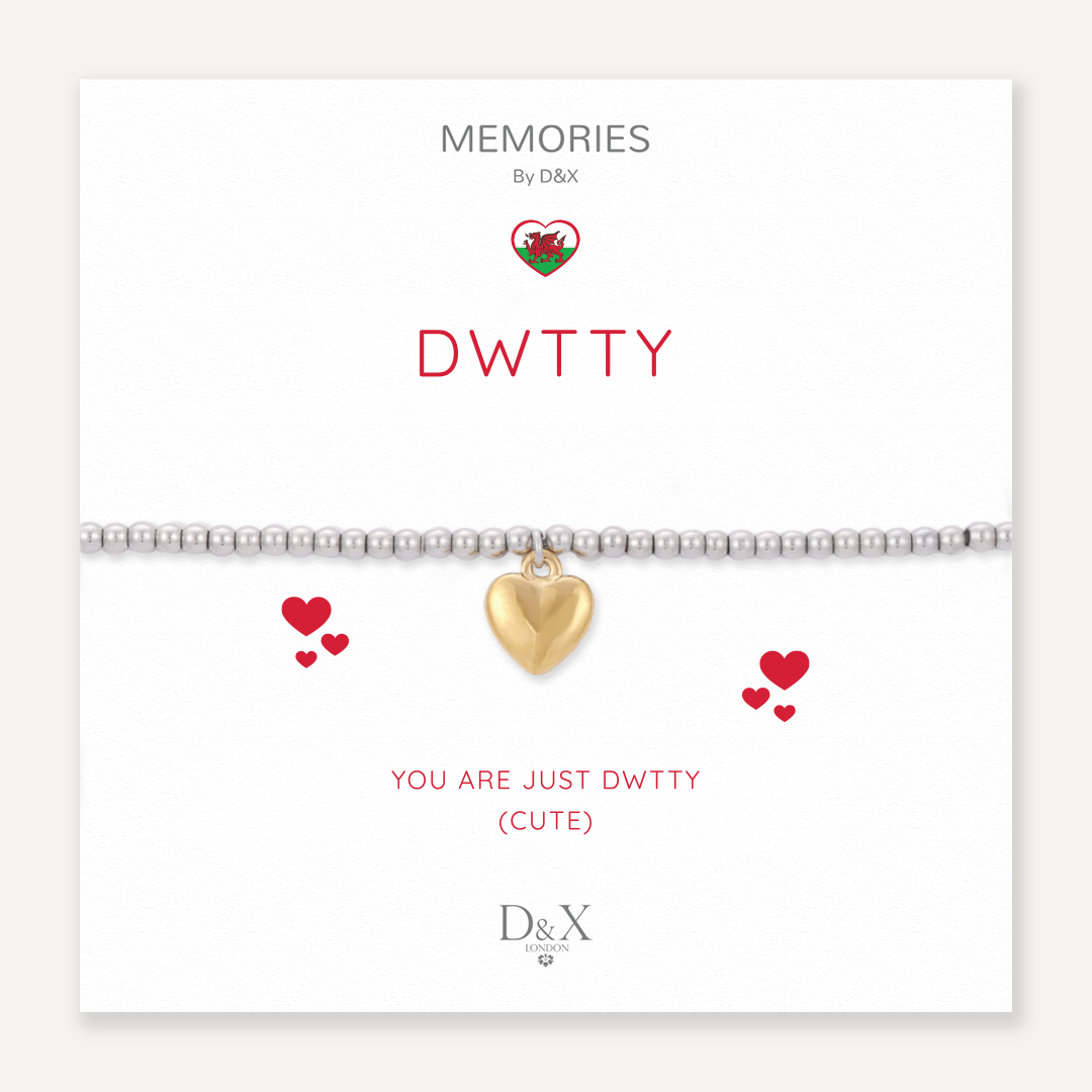 Memories: "DWTTY" | Heart Bracelet | White Gold & 18K Gold-Plated