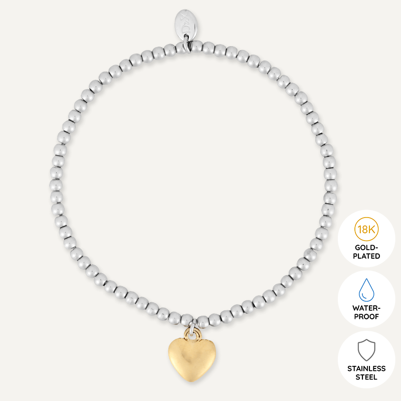 Memories: "PIECE OF CAKE" | Heart Bracelet | White Gold & 18K Gold-Plated