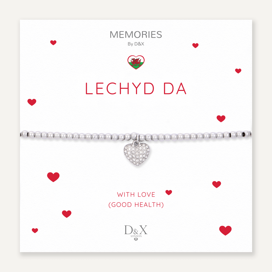 Memories: "LECHYD DA" | Heart Bracelet | White Gold-Plated