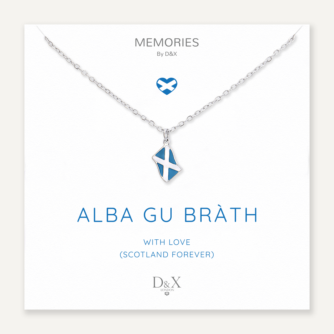 Memories: "ALBA GU BRÀTH" | Scotland Flag Necklace | White Gold-Plated | Multi-Colour