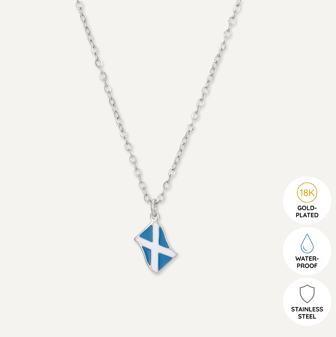 Memories: "ALBA GU BRÀTH" | Scotland Flag Necklace | White Gold-Plated | Multi-Colour
