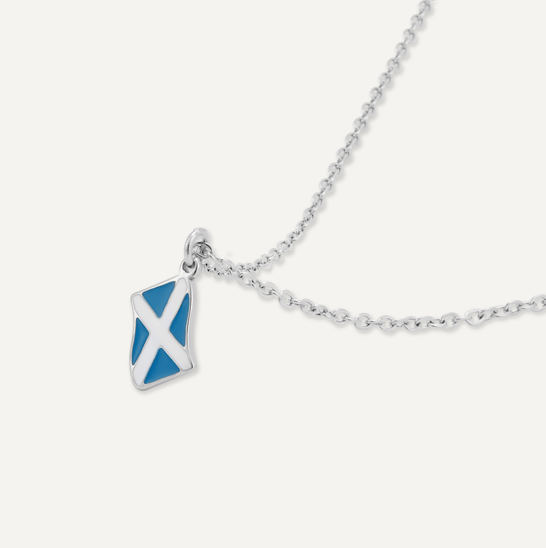 Memories: "ALBA GU BRÀTH" | Scotland Flag Necklace | White Gold-Plated | Multi-Colour