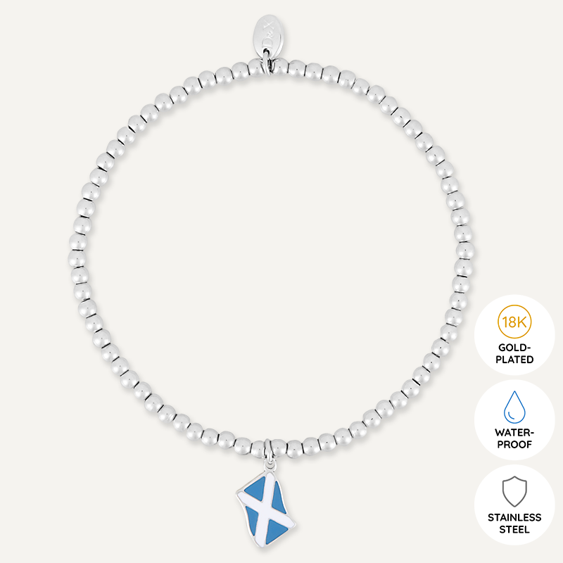 Memories: "ALBA GU BRÀTH" | Scotland Flag Bracelet | White Gold-Plated | Multi-Colour