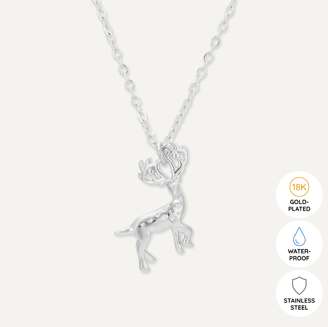 Memories: "HEILAN STAG" | Stag Necklace | White Gold-Plated