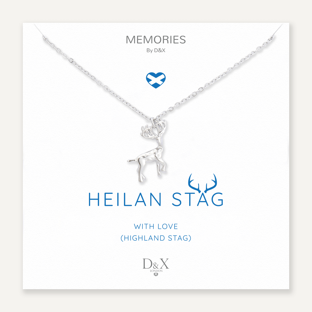 Memories: "HEILAN STAG" | Stag Necklace | White Gold-Plated