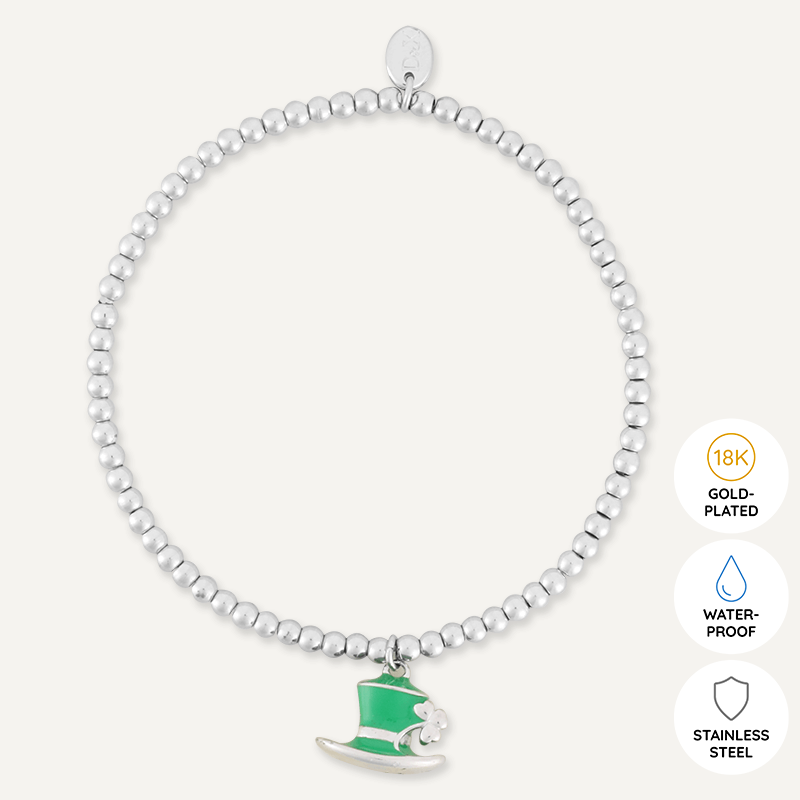 Memories: "LUCKY LEPRECHAUN" | Hat Bracelet | White Gold-Plated | Multi-Colour