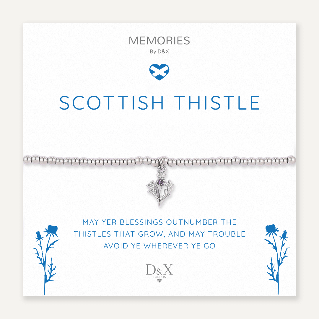 Memories: "SCOTTISH THISTLE" | Flower Bracelet | White Gold-Plated