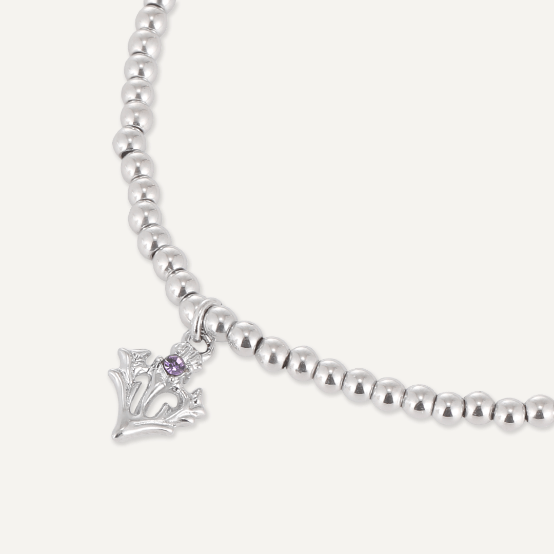 Memories: "SCOTTISH THISTLE" | Flower Bracelet | White Gold-Plated
