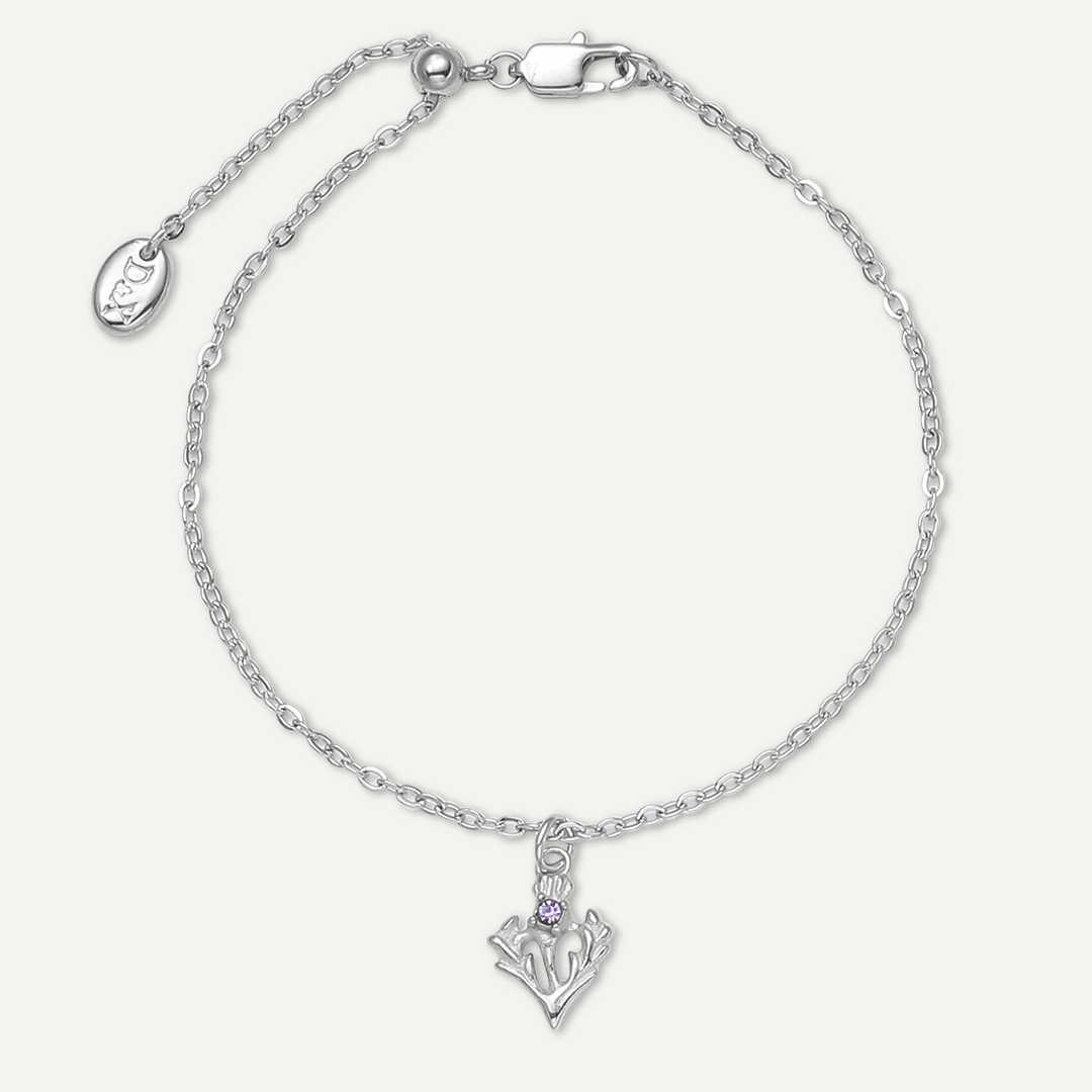 Memories: "SCOTTISH THISTLE" | Thistle Bracelet | White Gold-Plated