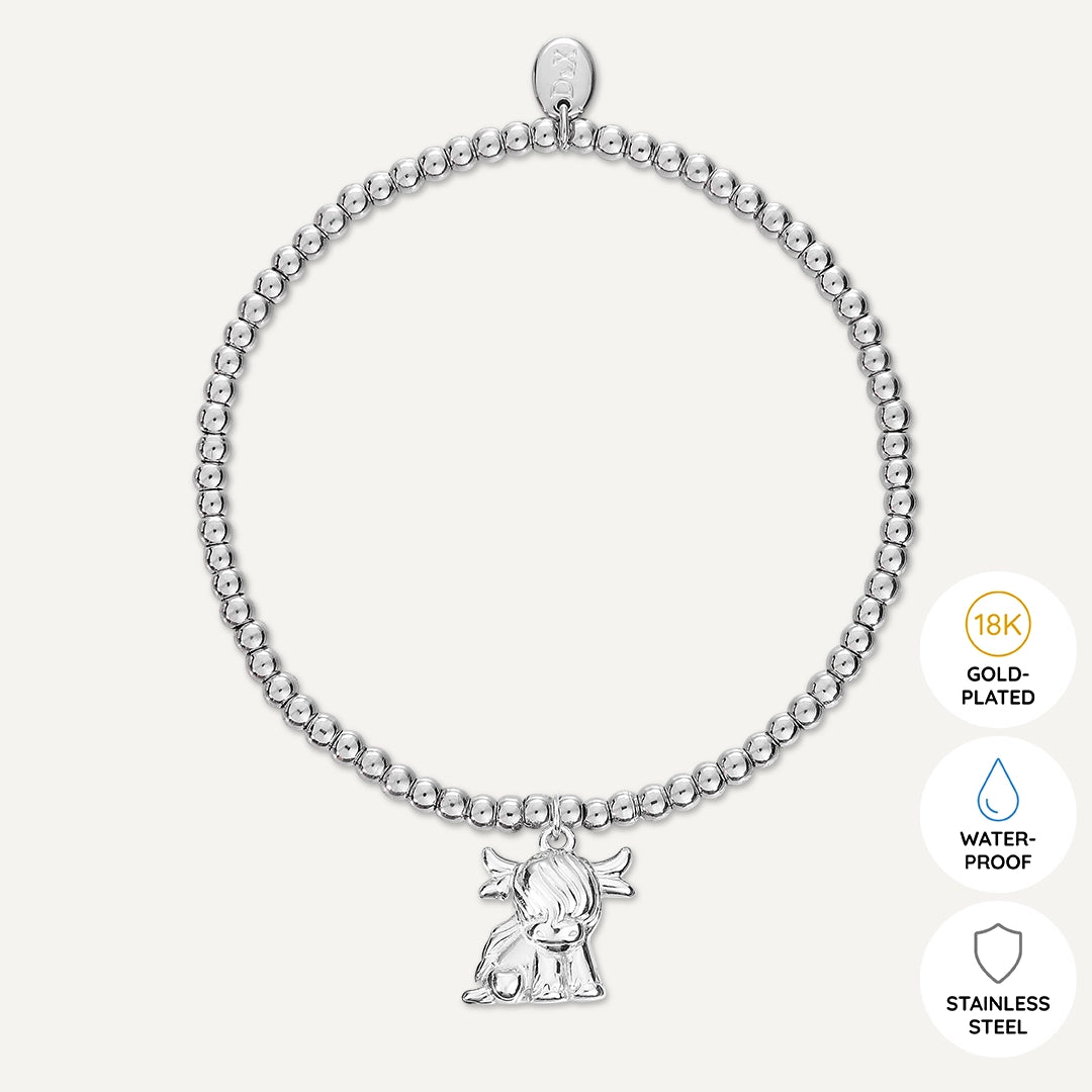 Memories: "HEILAN COO" | Cow Bracelet | White Gold-Plated