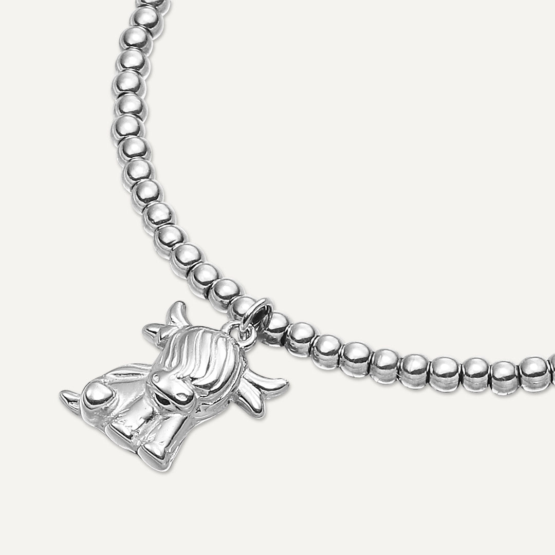 Memories: "HEILAN COO" | Cow Bracelet | White Gold-Plated