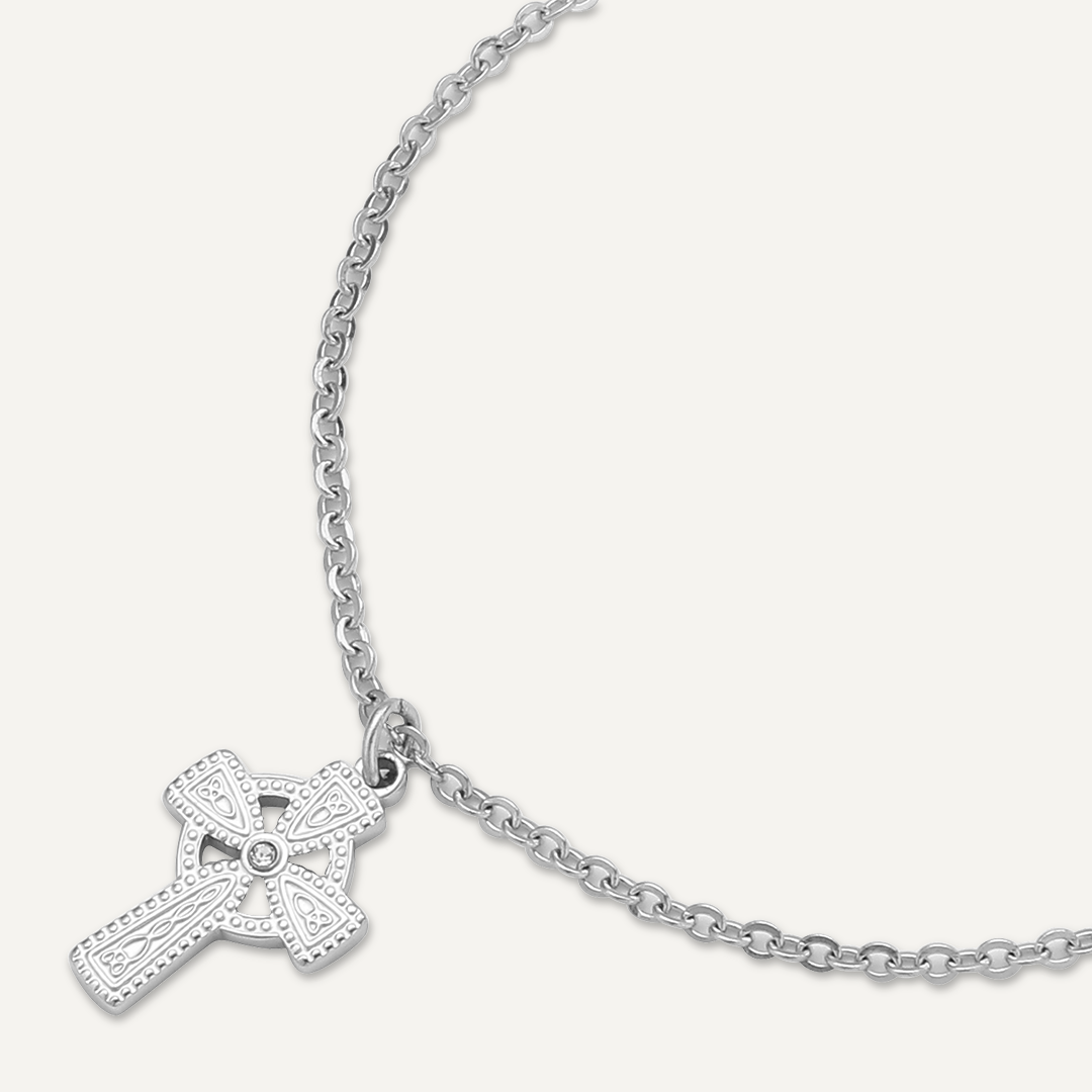 Memories: "CELTIC CROSS" | Cross Bracelet | White Gold-Plated