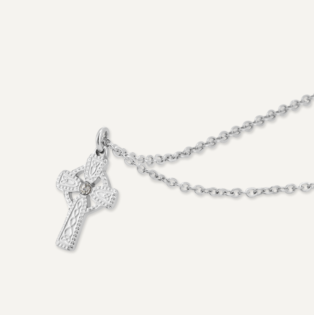 Memories: "CELTIC CROSS" | Cross Necklace | White Gold-Plated