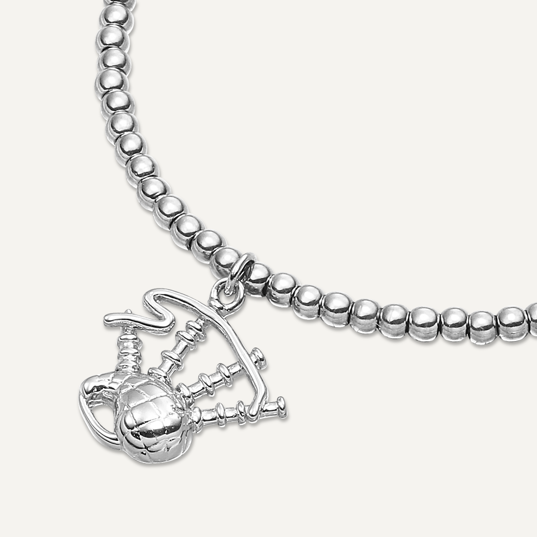 Memories: "HEILAN BAGPIPES" | Bagpipes Bracelet | White Gold-Plated