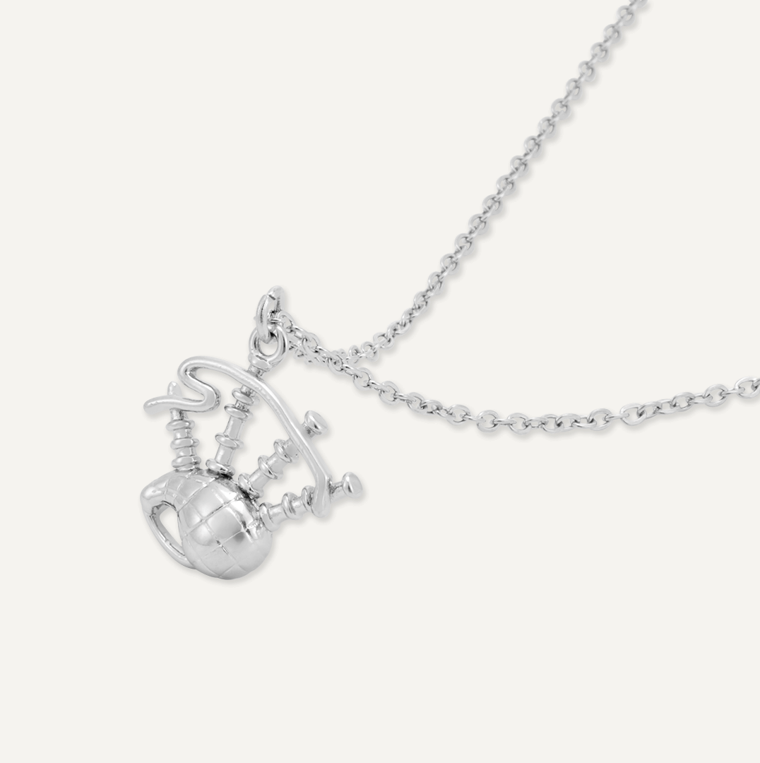 Memories: "HEILAN BAGPIPES" | Bagpipes Necklace | White Gold-Plated
