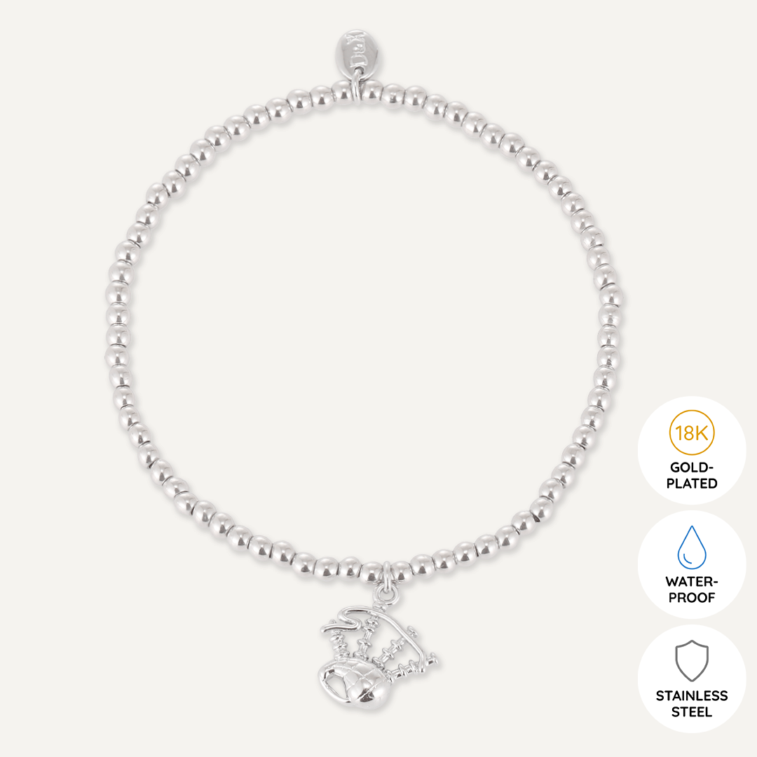 Memories: "HEILAN BAGPIPES" | Bagpipes Bracelet | White Gold-Plated