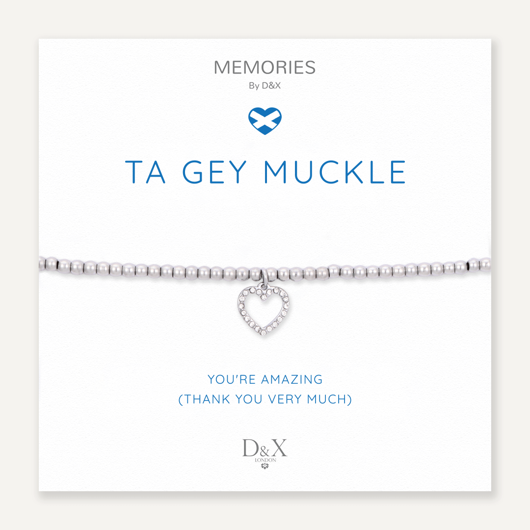 Memories: "TA GEY MUCKLE" | Heart Bracelet | White Gold-Plated