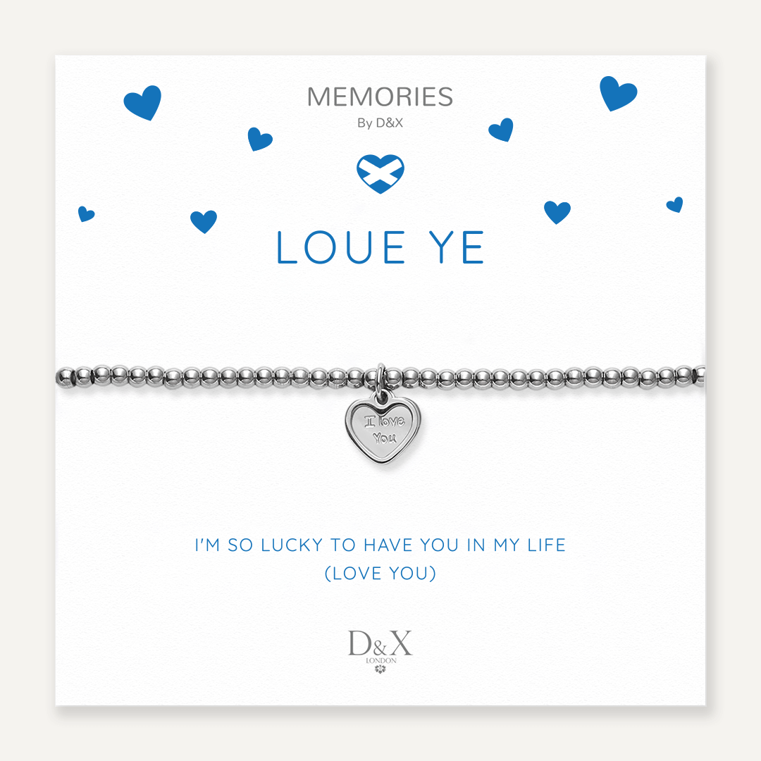 Memories: "LOUE YE" | Heart Bracelet | White Gold-Plated