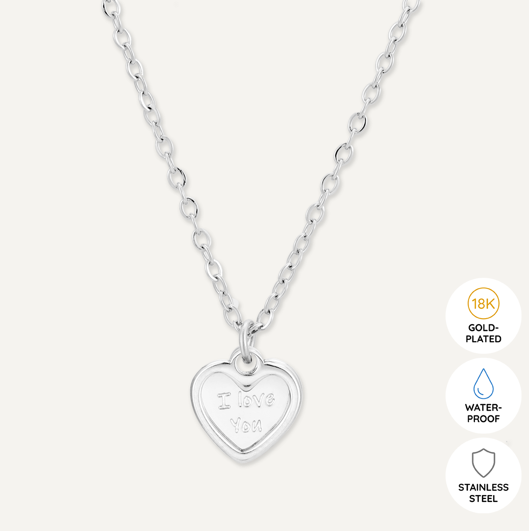 Memories: "LOUE YE" | Heart Necklace | White Gold-Plated