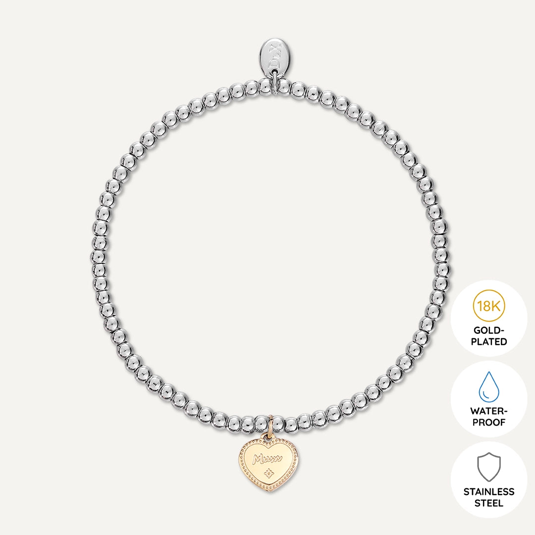 Memories: "BARRY MAW" | Heart Bracelet | White Gold & 18K Gold-Plated