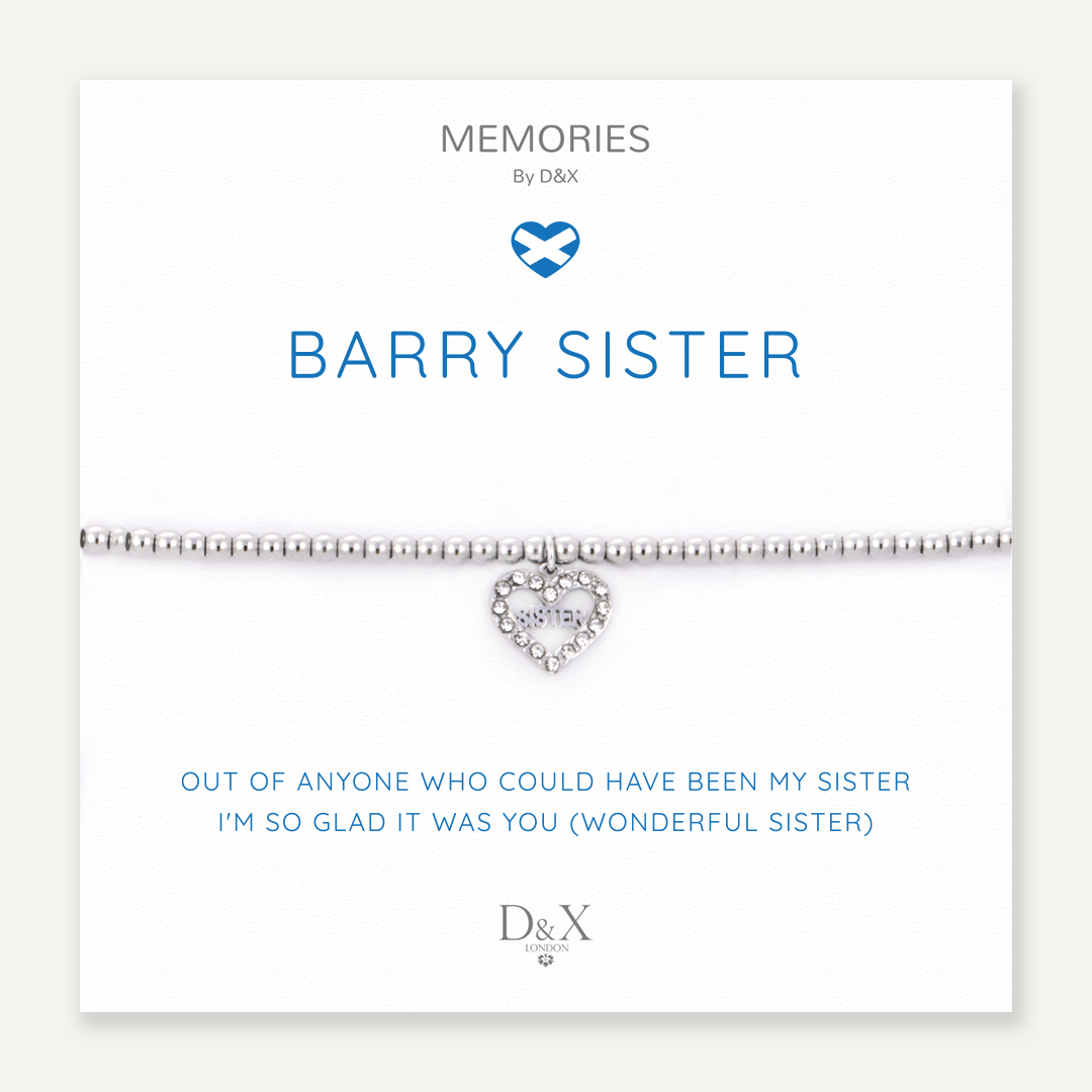 Memories: "BARRY SISTER" | Heart  Bracelet | White Gold-Plated