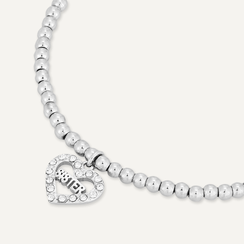 Memories: "BARRY SISTER" | Heart  Bracelet | White Gold-Plated
