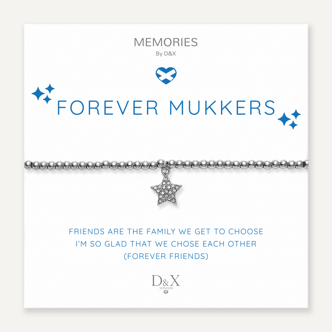 Memories: "FOREVER MUKKERS" | Star Bracelet | White Gold-Plated