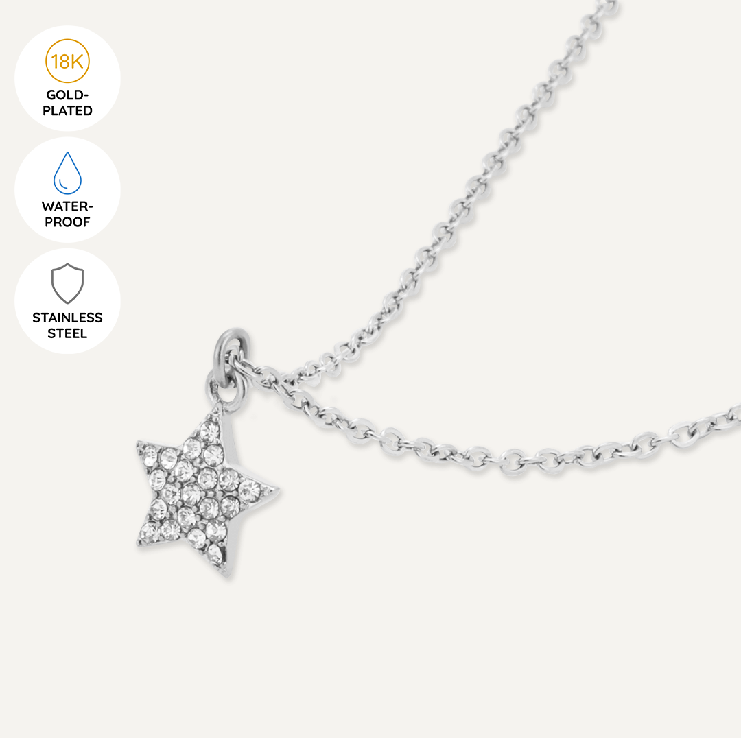 Memories: "FOREVER MUKKERS" | Star Necklace | White Gold-Plated