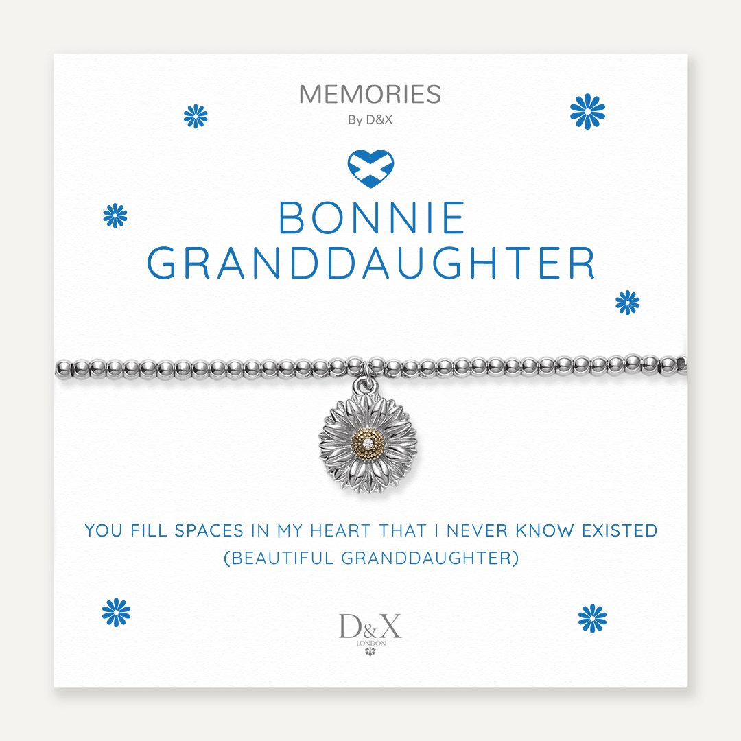 Memories: "BONNIE GRANDDAUGHTER" | Flower Bracelet | White Gold & 18K Gold-Plated