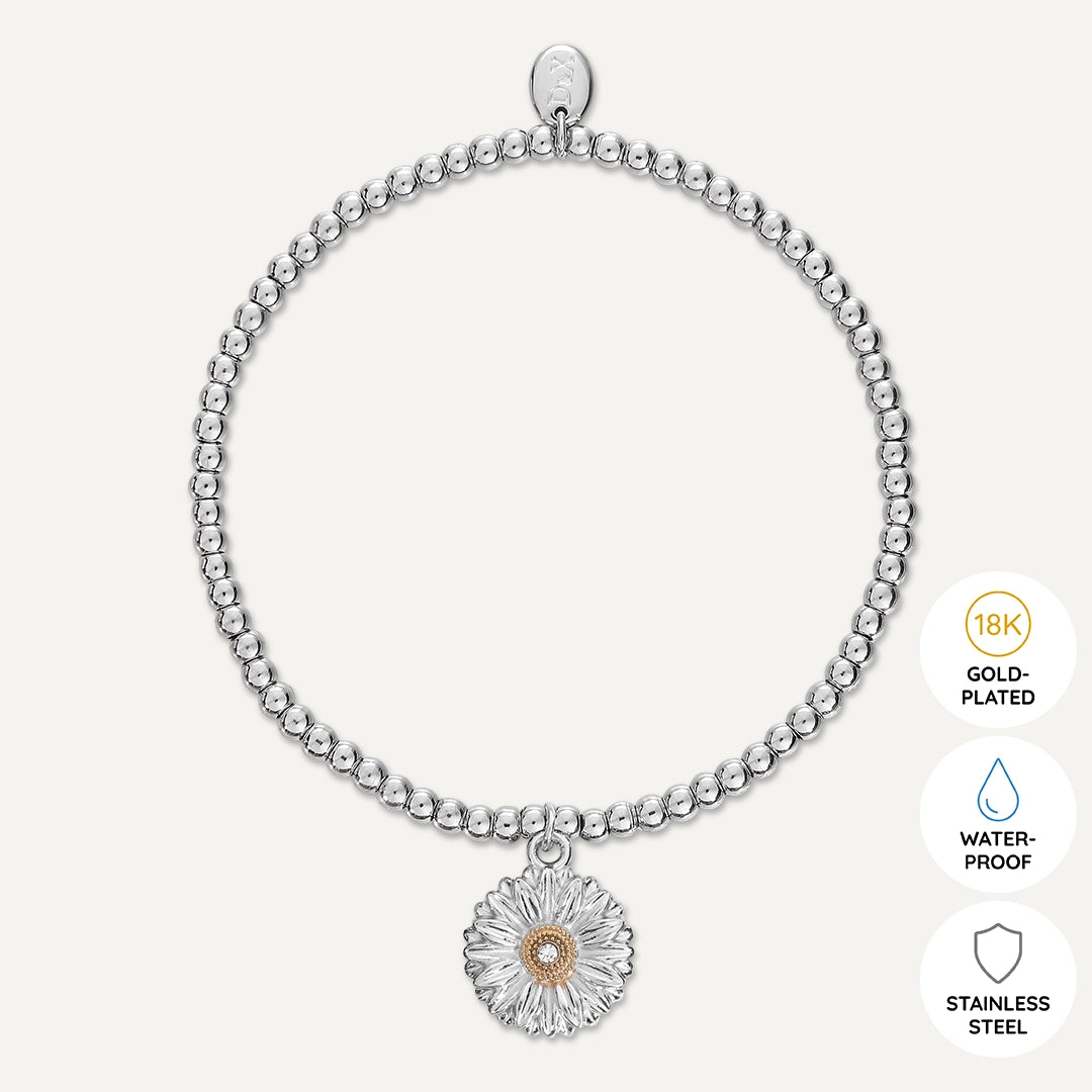 Memories: "BONNIE GRANDDAUGHTER" | Flower Bracelet | White Gold & 18K Gold-Plated