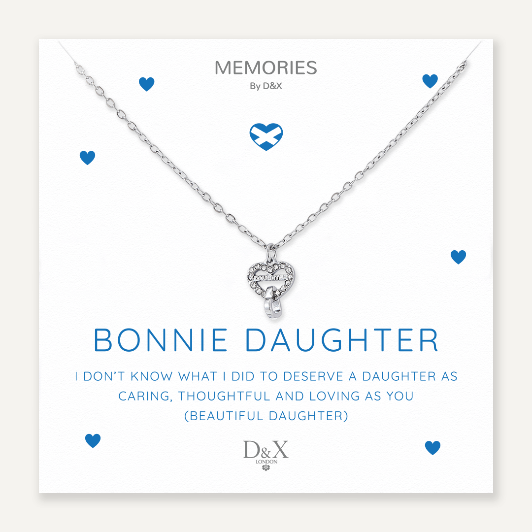 Memories: "BONNIE DAUGHTER" | Heart Necklace | White Gold-Plated