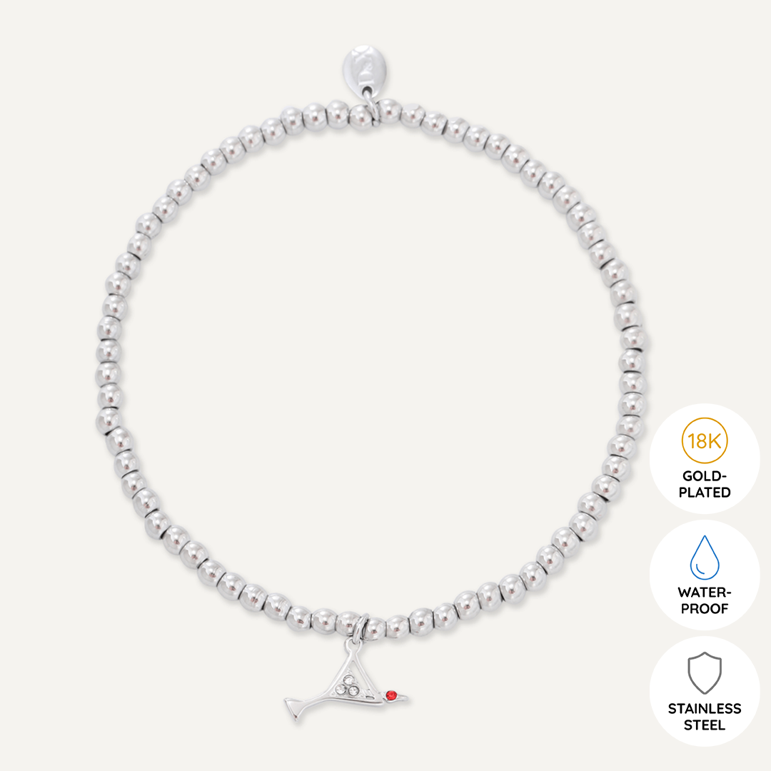 Memories: "SLÀINTE" | Cocktail Glass Bracelet | White Gold-Plated