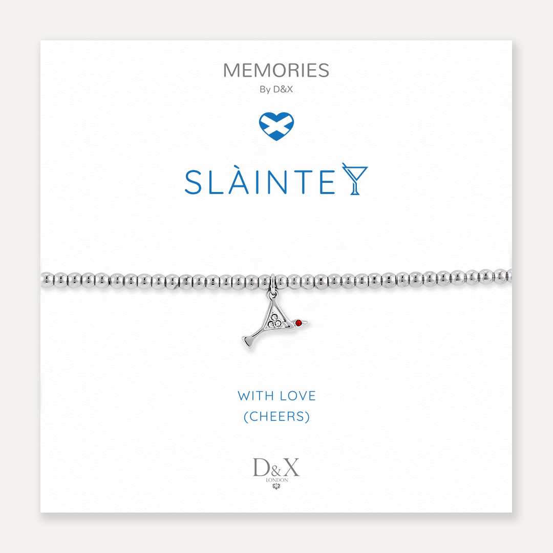 Memories: "SLÀINTE" | Cocktail Glass Bracelet | White Gold-Plated
